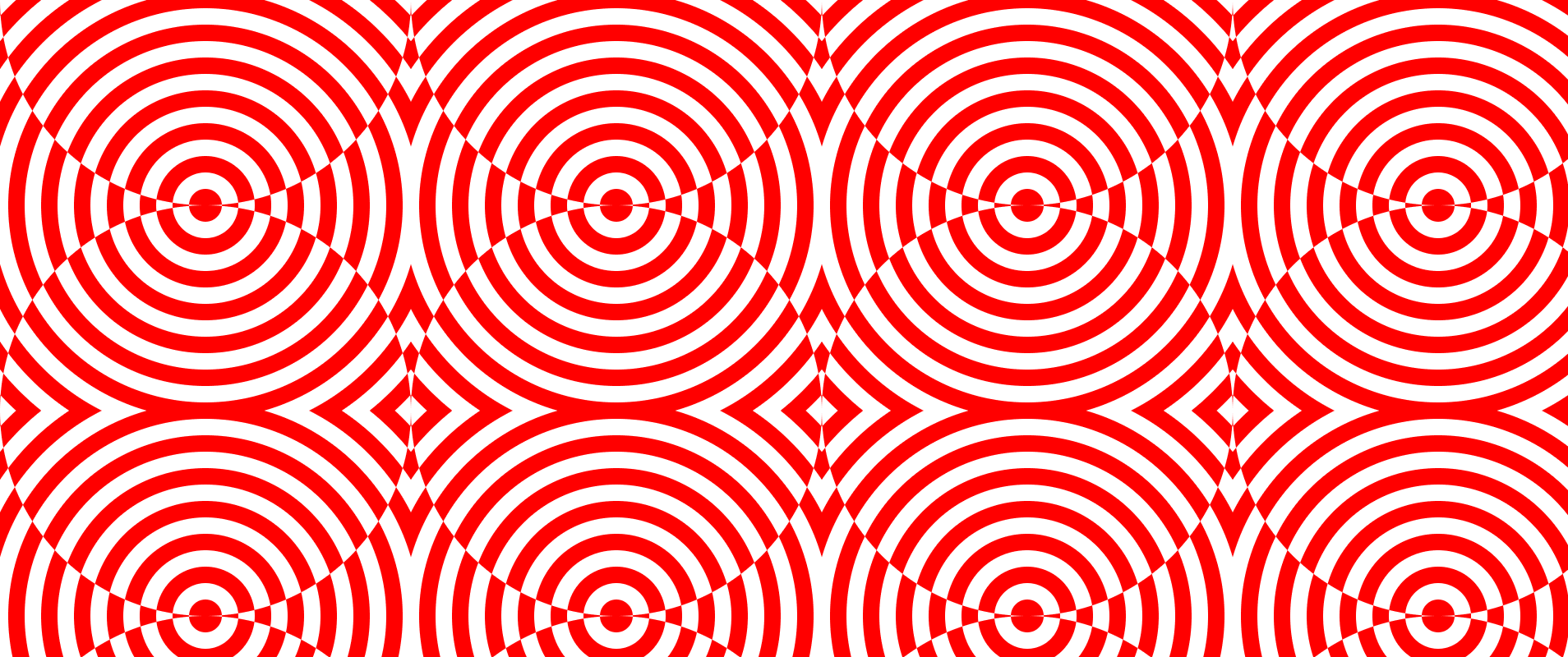 overlay of repeating bullseye with proper positioned pattern